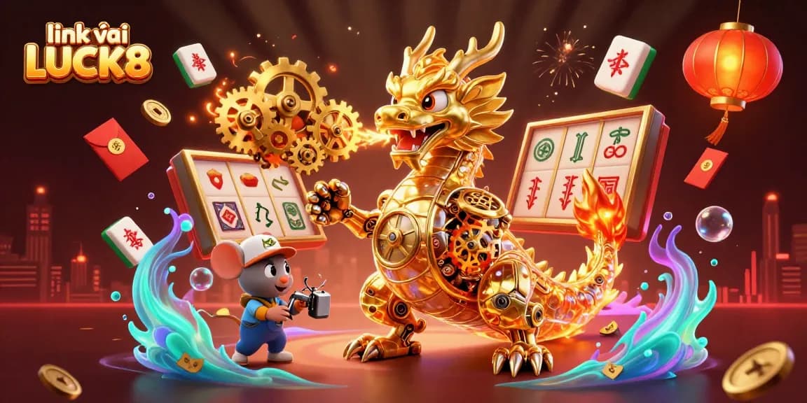 Engage in exhilarating gameplay with link vào LUCK8 featuring a stunning golden dragon, animated game elements, and rich visual effects.