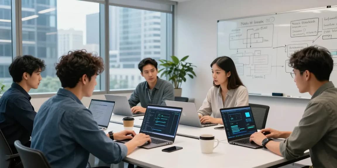 快连 network optimization software during a team collaboration in a modern office.