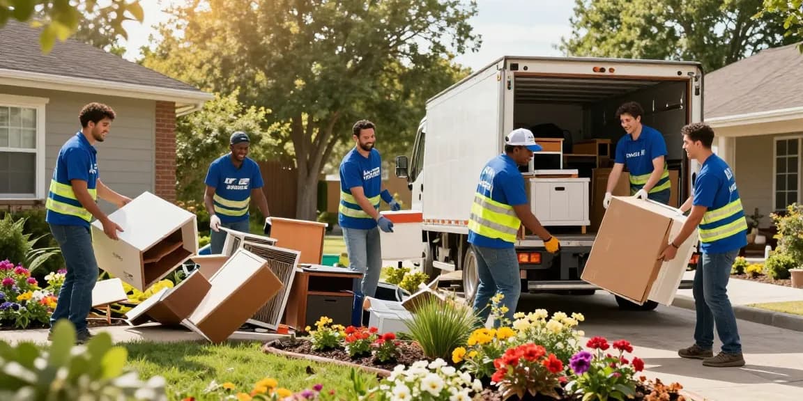 Affordable Junk Removal Vancouver team clearing clutter in a beautiful garden.