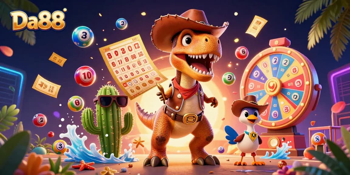 Experience the thrill of Da88 with a colorful casino-themed scene featuring vibrant game elements.