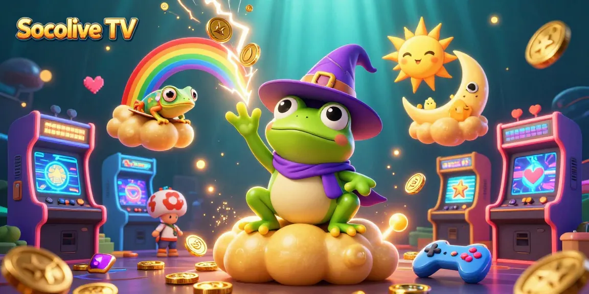 Socolive TV offers an enchanting gaming experience with vibrant characters and golden coins flying, captivating the audience.