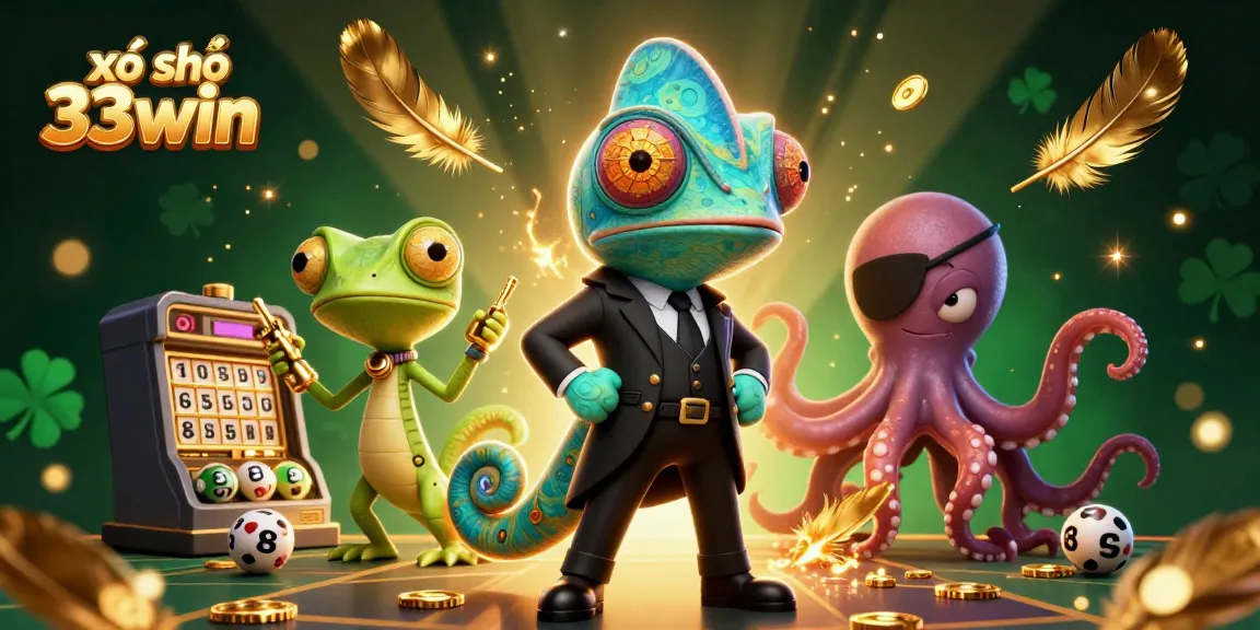 Experience the excitement of xổ số 33win with dynamic characters and vibrant casino elements.