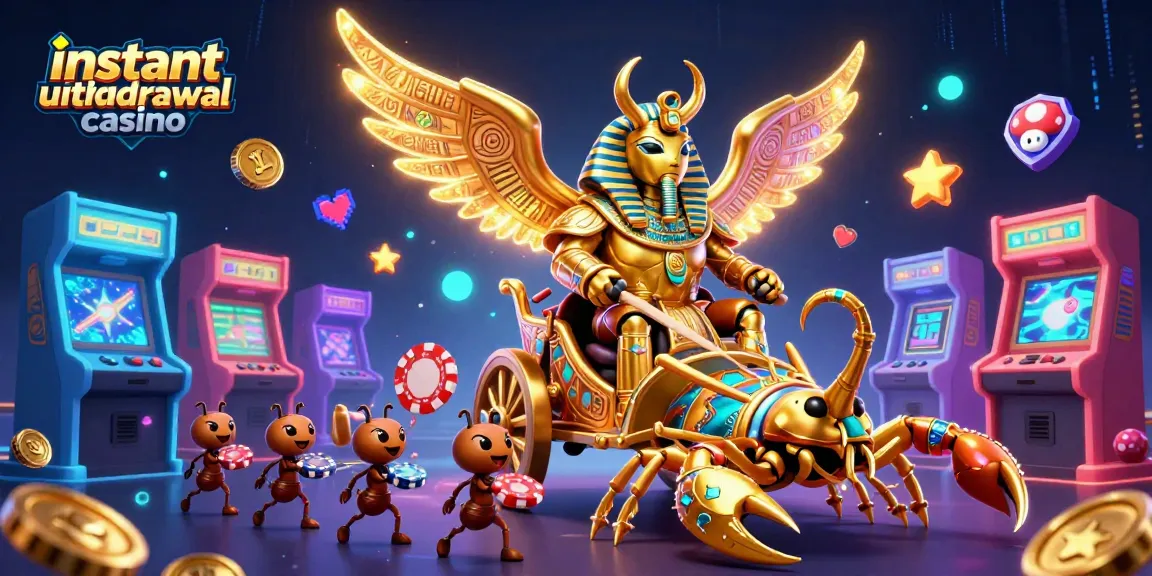 Experience the thrill of an instant withdrawal casino with fast payouts amidst vibrant 3D gaming elements.