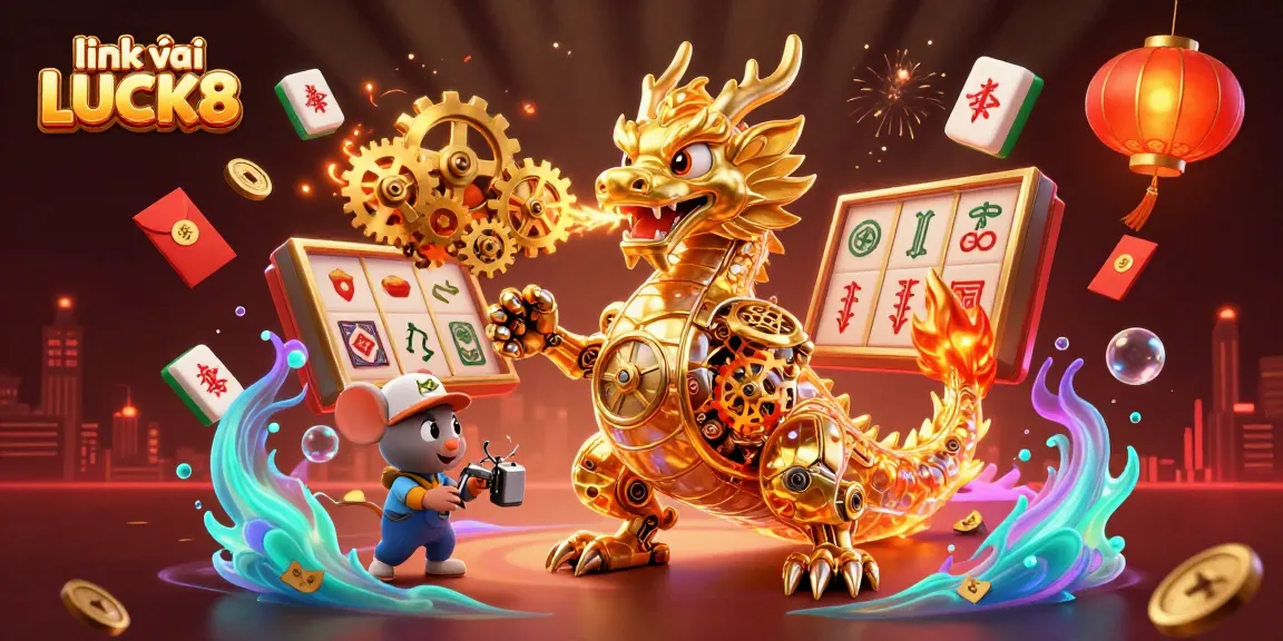 Engage in exhilarating gameplay with link vào LUCK8 featuring a stunning golden dragon, animated game elements, and rich visual effects.