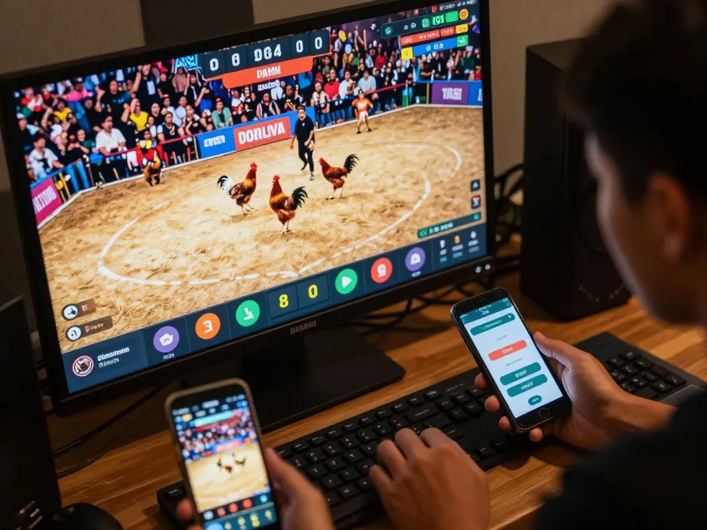 Engaging live betting on chicken fights at dagago, showcasing dynamic user interface and strategic gameplay