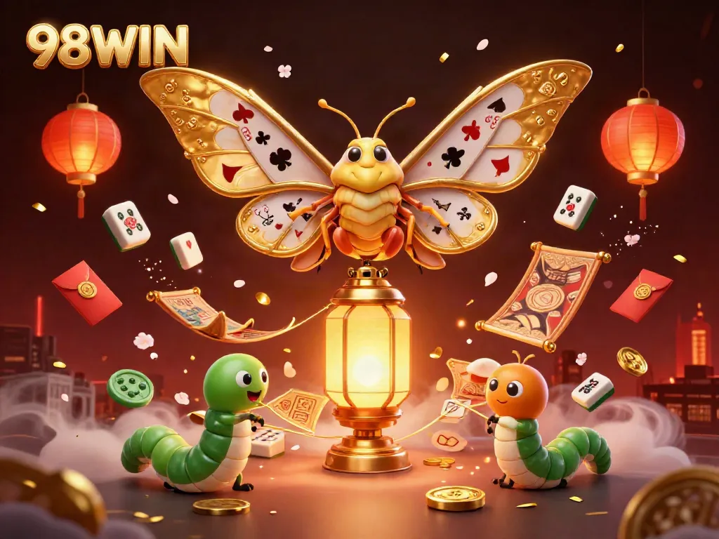 Experience the excitement of 98WIN with a vibrant, detailed casino-themed artwork.