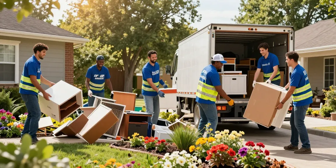 Affordable Junk Removal Vancouver team clearing clutter in a beautiful garden.