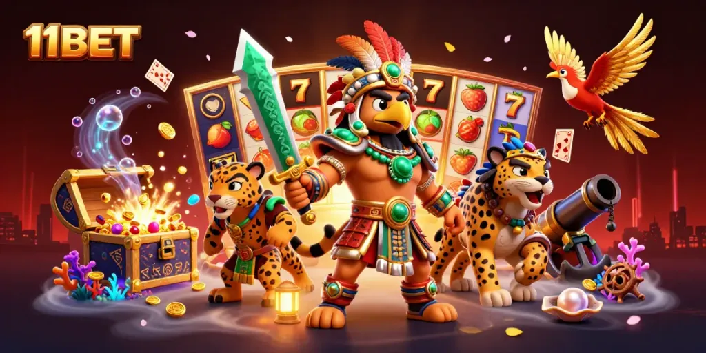Experience exciting wins at 11BET with dynamic gaming elements and Aztec warriors in action.