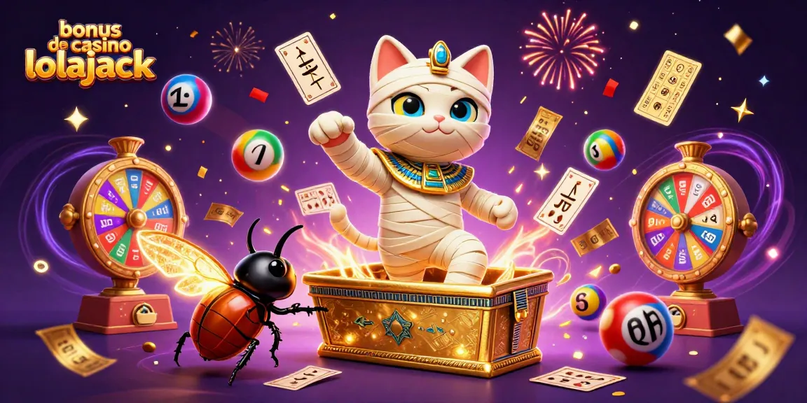 Experience the thrilling bonus de casino lolajack with a vibrant 3D mummy cat scene full of excitement.