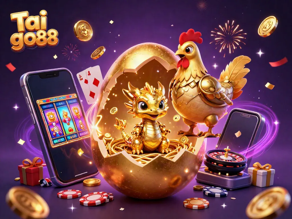 Win big at Tai go88 with golden dragon and vibrant slot game elements in a dazzling casino scene.