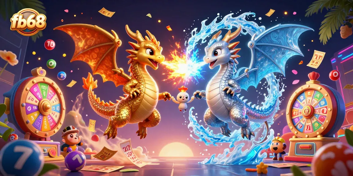 Witness the thrilling fb68 casino action with dragons flaunting fire and ice amidst vibrant gaming elements.