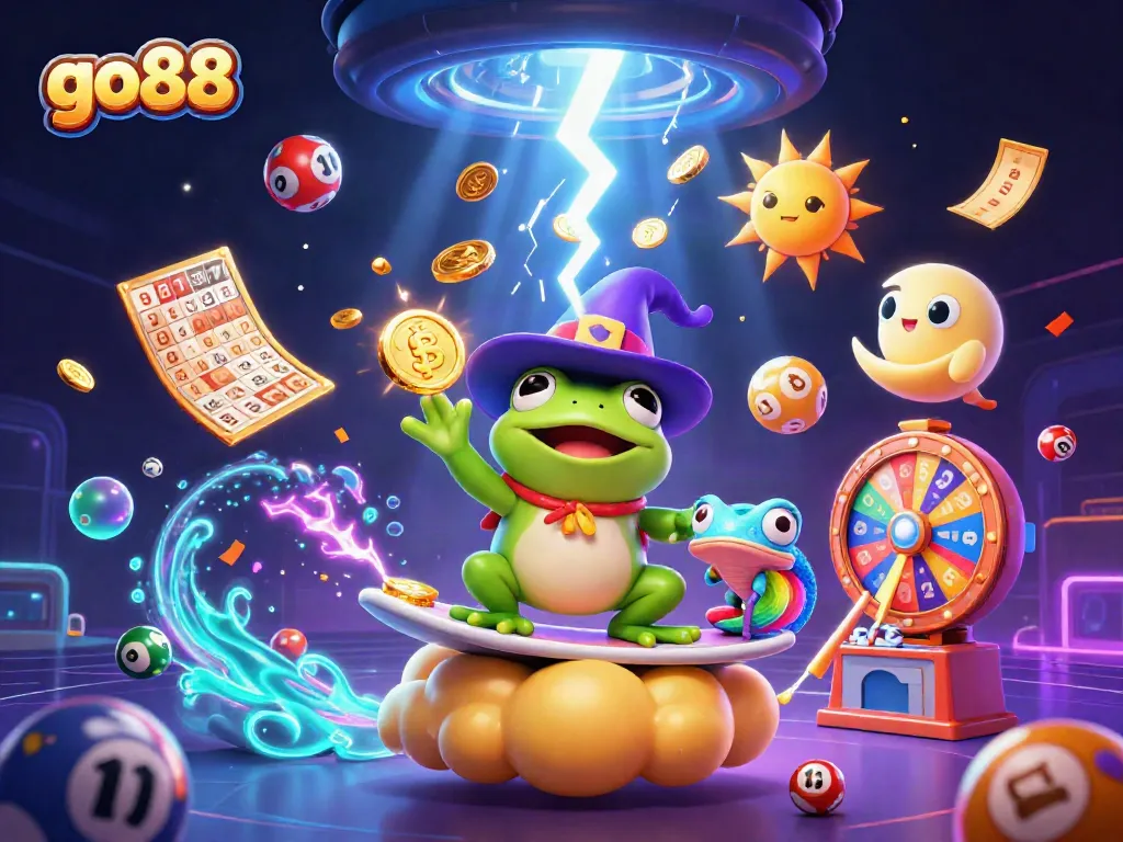 Experience winning at go88 with enchanting creatures and vibrant games swirling in a golden coin storm.