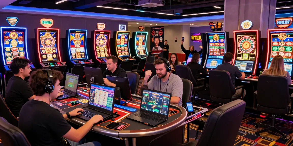 Players enjoying games at HITCLUB online casino with vibrant atmosphere and modern design.