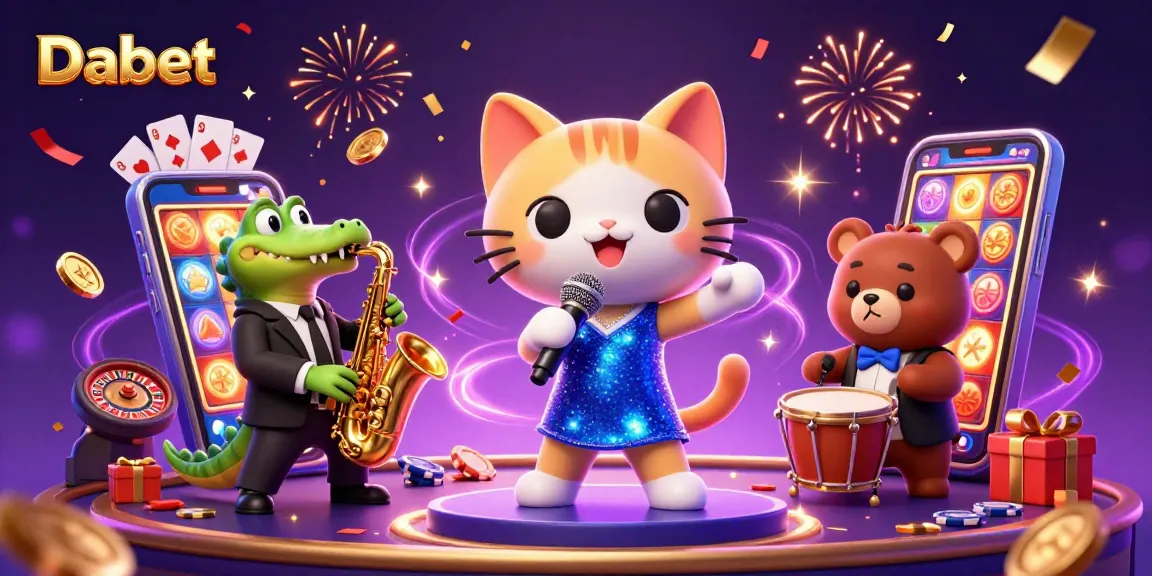 Dabet illuminates an exciting online casino scene with vibrant characters and engaging gaming elements.