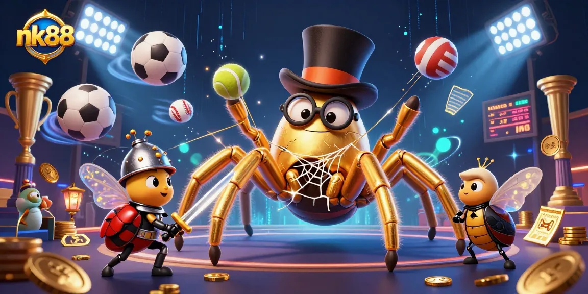 Experience thrilling sports betting at nk88 with dynamic visuals and engaging characters in this rich casino scene.