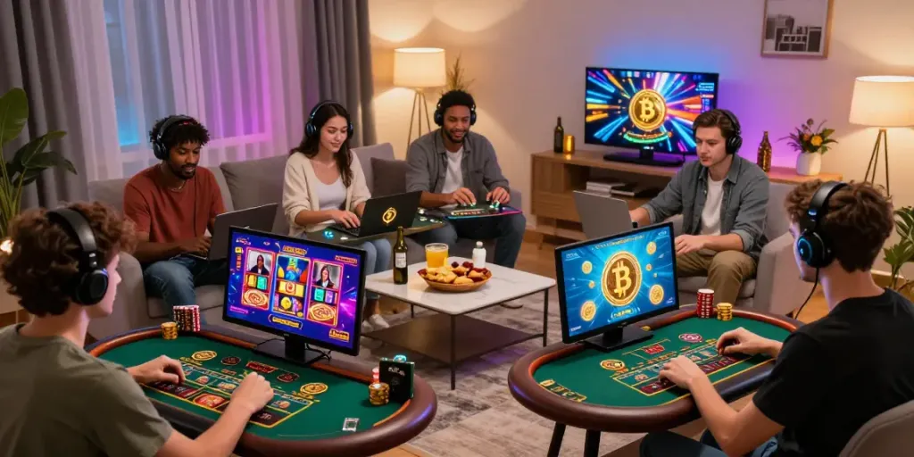 Engaging players enjoying the Streek Crypto Casino Canada experience in a virtual setting.