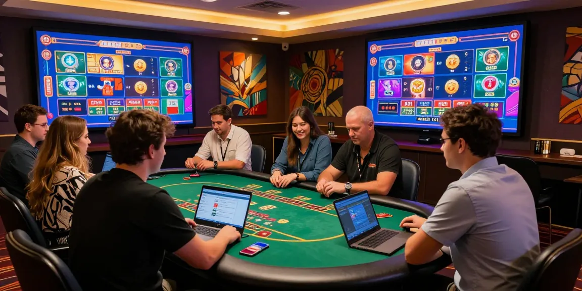Exciting online gaming at https://qs88.us/ with players engaging in blackjack and immersive digital displays.