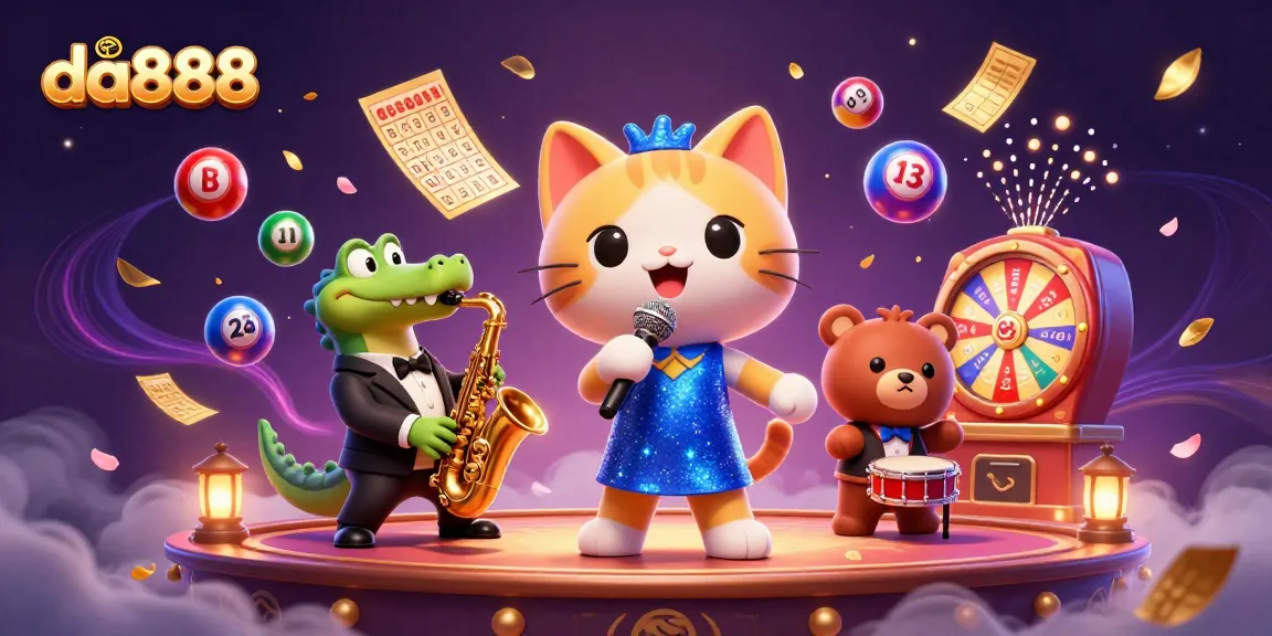 Experience da888's vibrant casino scene with animated characters and gaming elements for an engaging atmosphere.