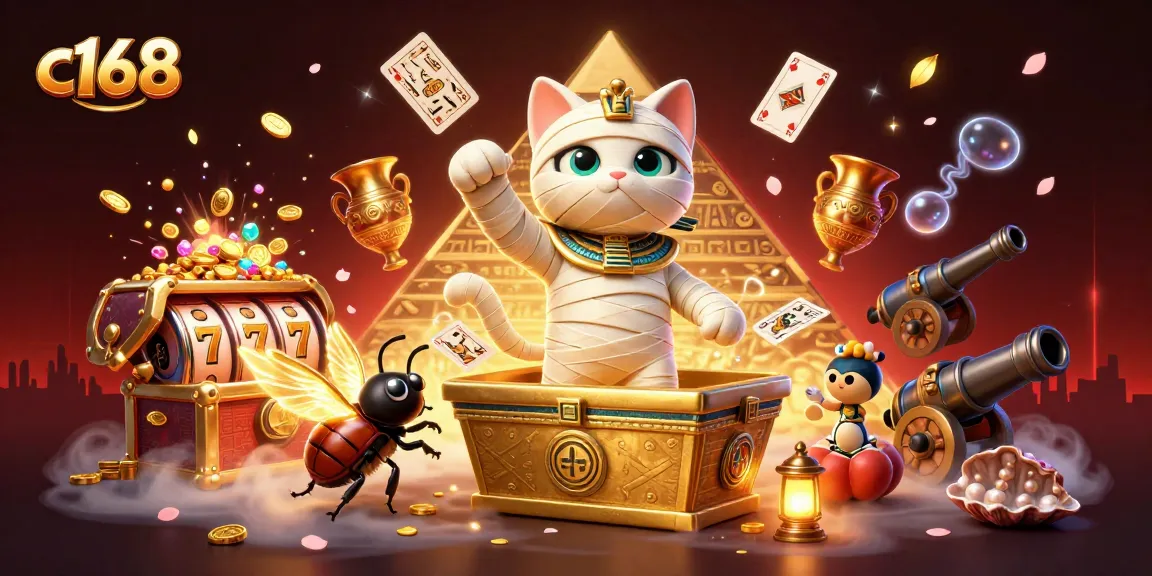 Experience thrilling gameplay with c168's Egyptian-themed casino adventure featuring unique characters and elements.